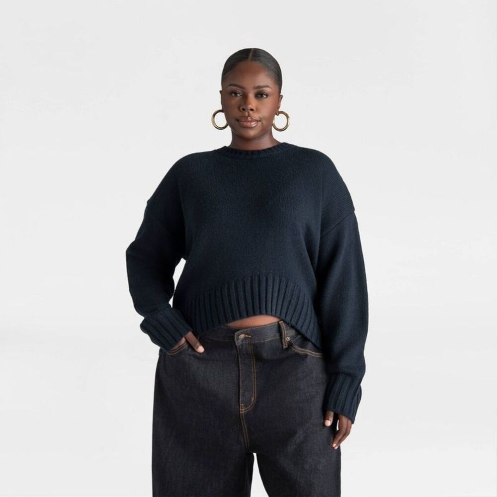 KBB by KAHLANA Women's 'The Asymmetric Sweater' - Navy Blue 2X